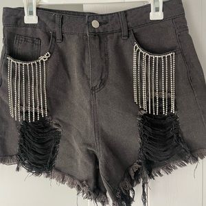 Black cut off with rhinestone detail